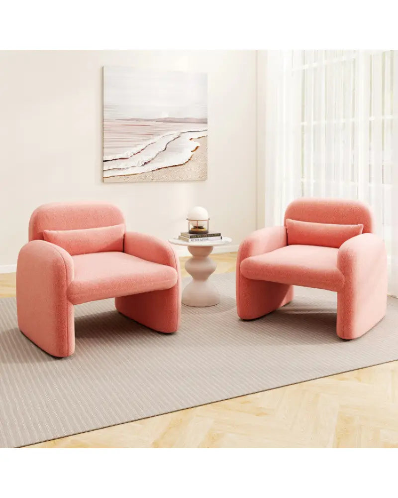 Set of 2 Modern Accent Chair and Marble Top Side Table Set - Living Room