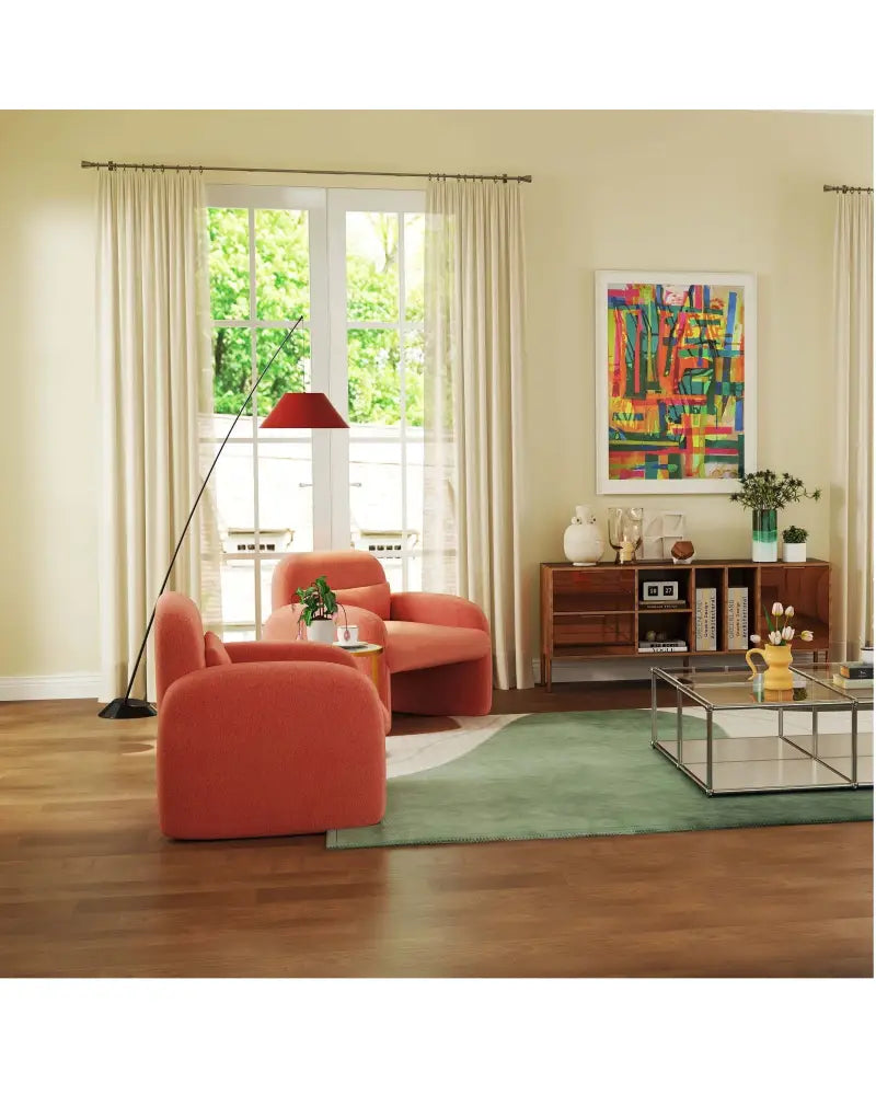 Set of 2 Modern Accent Chair and Marble Top Side Table Set - Living Room