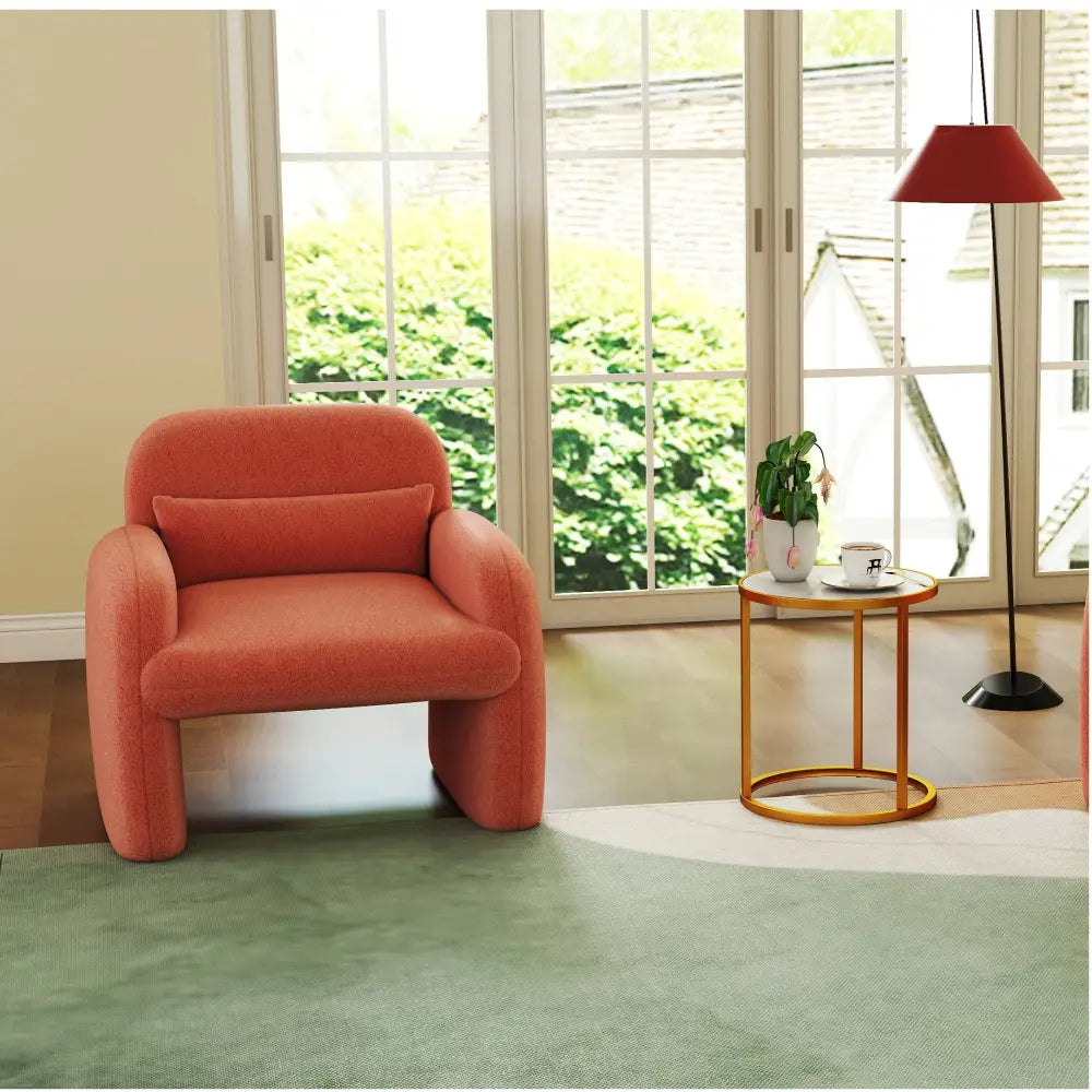 Set of 2 Modern Accent Chair and Marble Top Side Table Set - Living Room