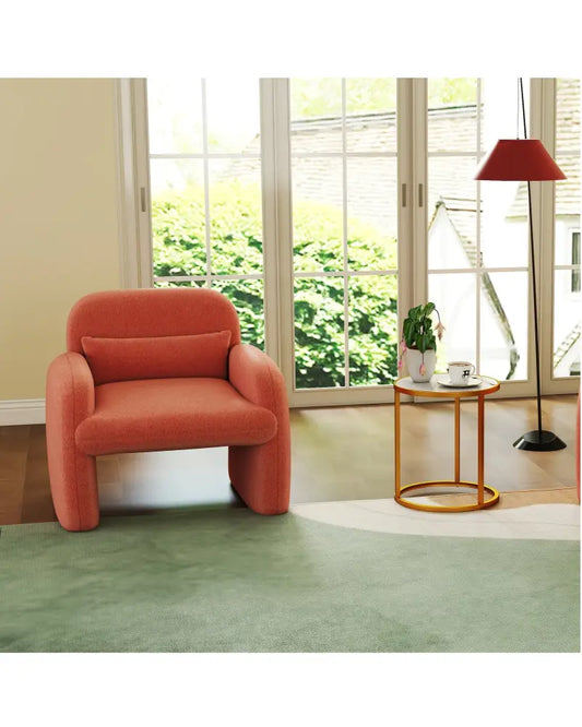 Set of 2 Modern Accent Chair and Marble Top Side Table Set - Living Room
