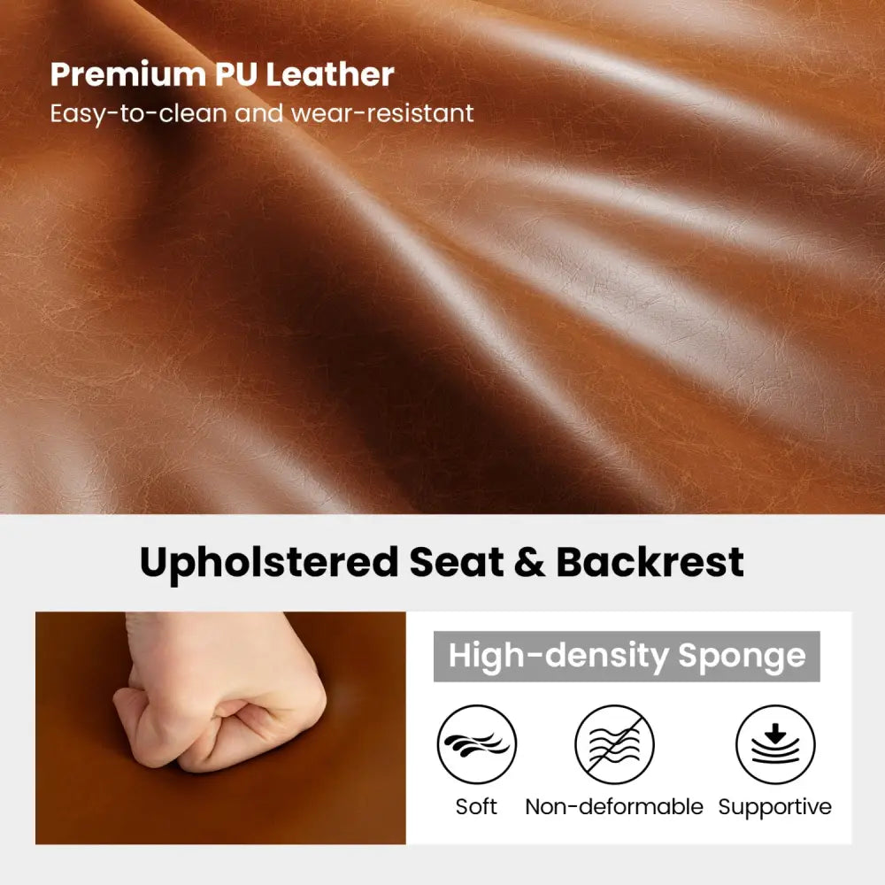 Set of 2 Modern Counter Height Stools 25 Inch Faux Leather Upholstered-Espresso - Espresso - Bar Stools