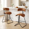 Set of 2 Modern Counter Height Stools 25 Inch Faux Leather Upholstered - Espresso - Oasis Home Essentials