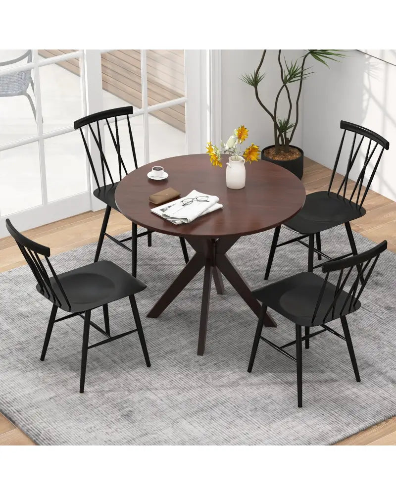 Set of 2 Modern Dining Chairs with Backrest - Black - Dining Chairs
