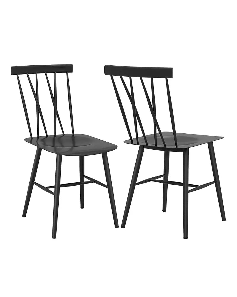 Set of 2 Modern Dining Chairs with Backrest - Black - Dining Chairs