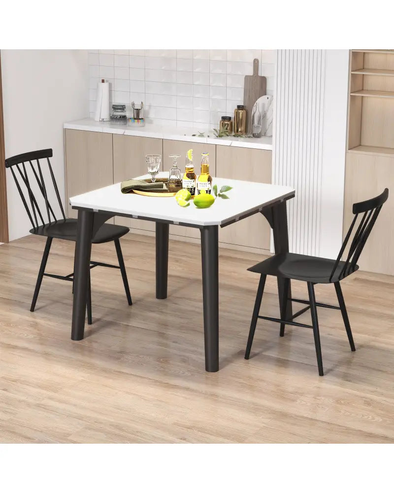 Set of 2 Modern Dining Chairs with Backrest - Black - Dining Chairs