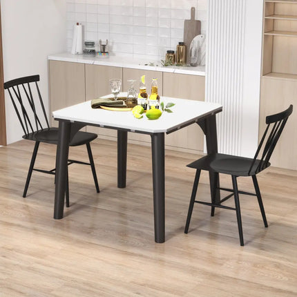 Set of 2 Modern Dining Chairs with Backrest - Black - Kitchen & Dining
