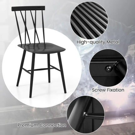 Set of 2 Modern Dining Chairs with Backrest - Black - Kitchen & Dining