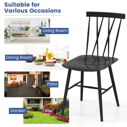 Set of 2 Modern Dining Chairs with Backrest - Black - Kitchen & Dining