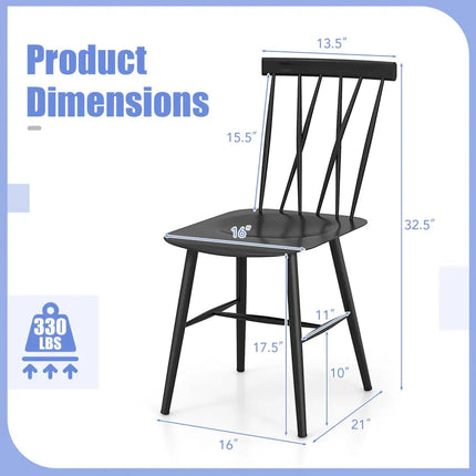 Set of 2 Modern Dining Chairs with Backrest - Black - Kitchen & Dining