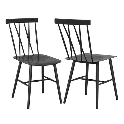 Set of 2 Modern Dining Chairs with Backrest - Black - Kitchen & Dining