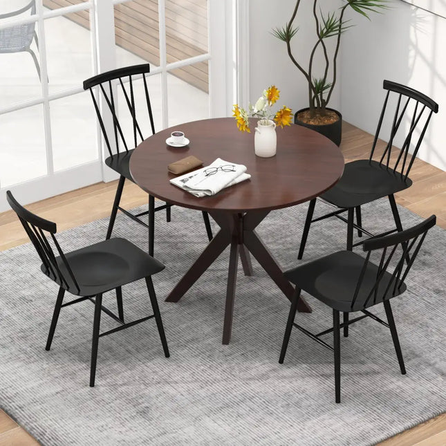Set of 2 Modern Dining Chairs with Backrest - Black - Kitchen & Dining