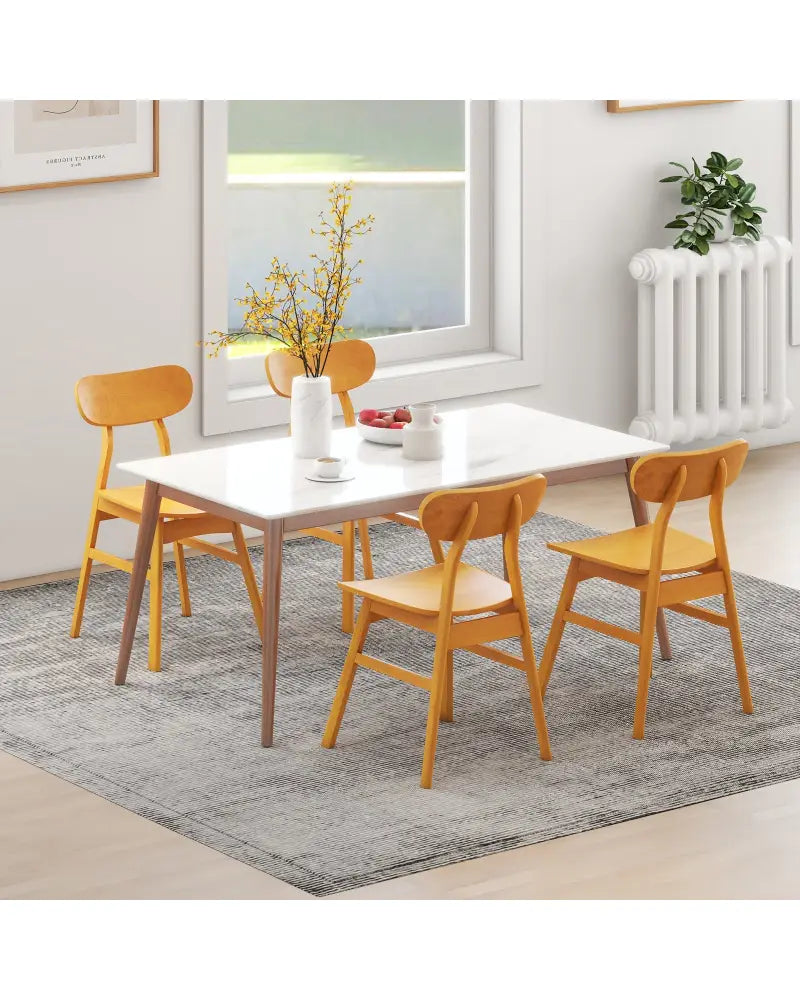 Set of 2 Modern Dining Chairs with Curved Backrest and Seat-Natural - Natural - Dining Chairs