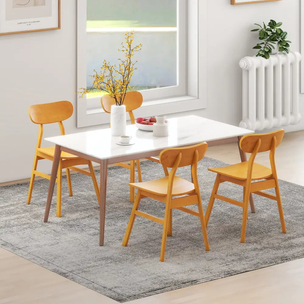 Set of 2 Modern Dining Chairs with Curved Backrest and Seat-Natural - Natural - Dining Chairs