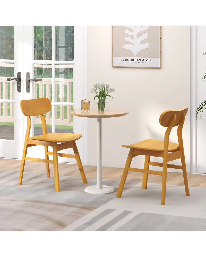 Set of 2 Modern Dining Chairs with Curved Backrest and Seat-Natural - Natural - Dining Chairs
