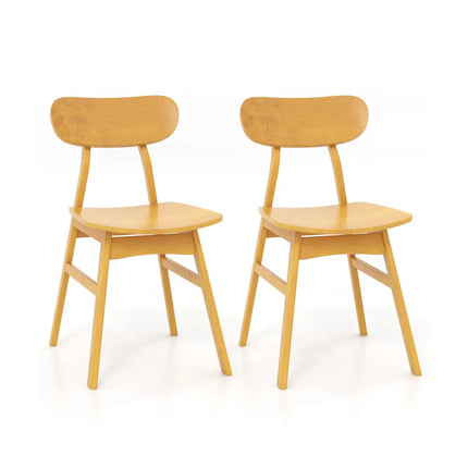 Set of 2 Modern Dining Chairs with Curved Backrest and Seat-Natural - Natural - Dining Chairs