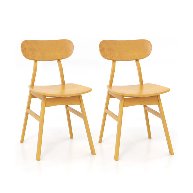 Set of 2 Modern Dining Chairs with Curved Backrest and Seat-Natural - Natural - Dining Chairs