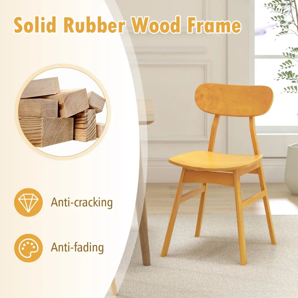 Set of 2 Modern Dining Chairs with Curved Backrest and Seat-Natural - Natural - Dining Chairs