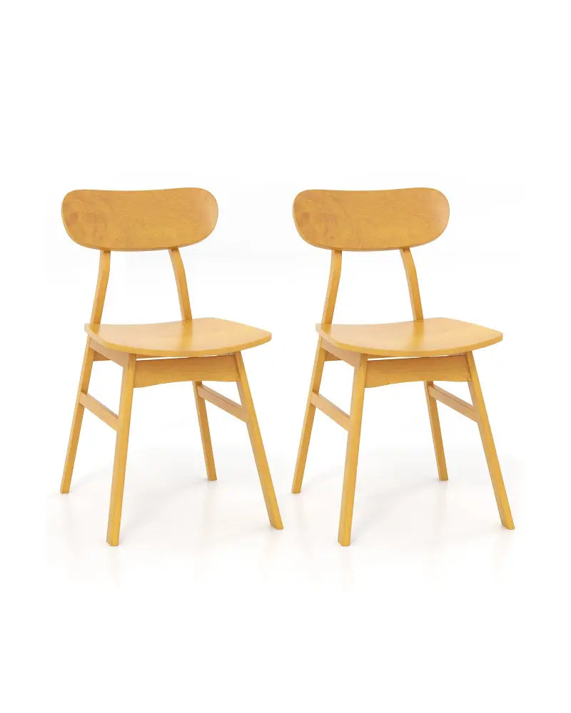 Set of 2 Modern Dining Chairs with Curved Backrest and Seat-Natural - Natural - Dining Chairs