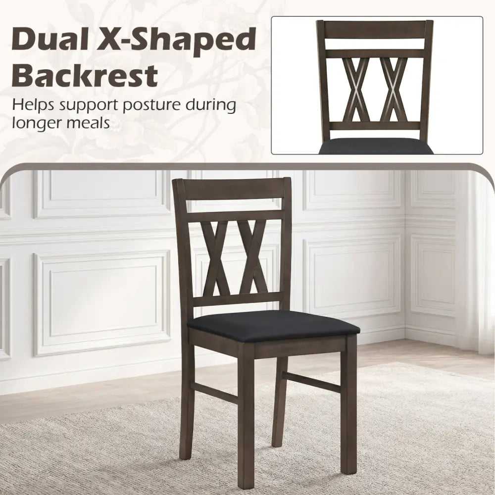 Set of 2 Modern Linen Style Upholstered Kitchen Chairs-Gray - Gray - Dining Chairs
