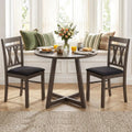 Set of 2 Modern Linen Style Upholstered Kitchen Chairs-Gray - Gray - Dining Chairs