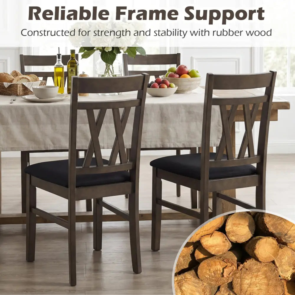 Set of 2 Modern Linen Style Upholstered Kitchen Chairs-Gray - Gray - Dining Chairs