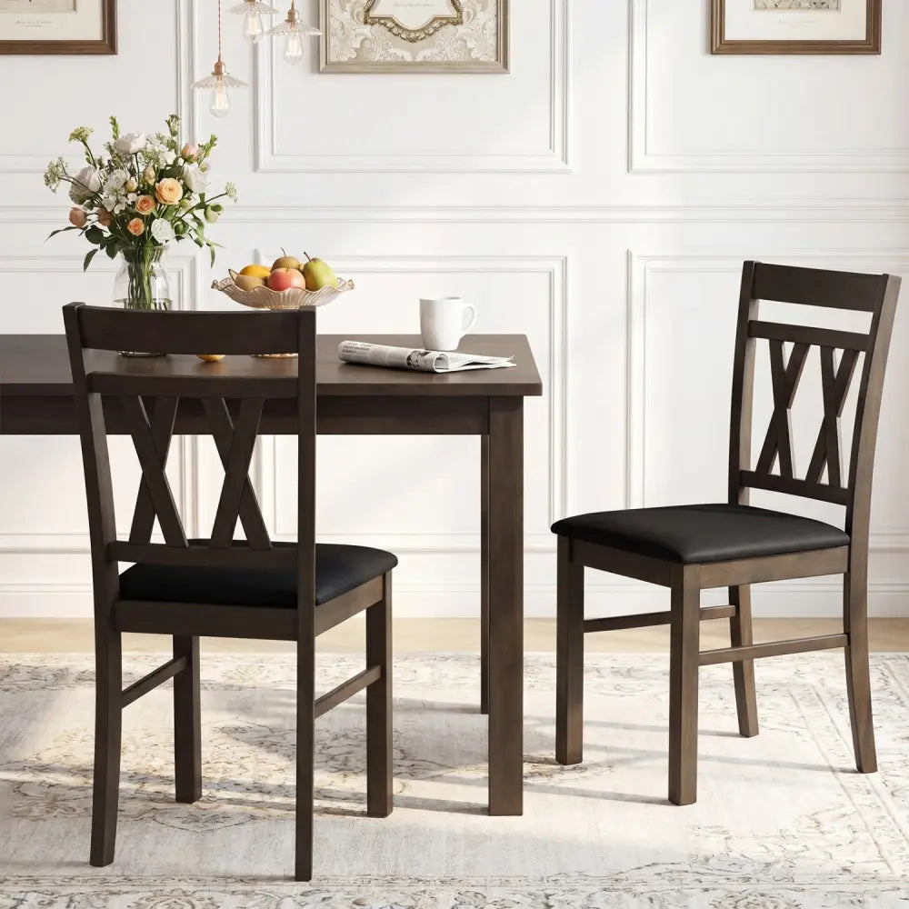 Set of 2 Modern Linen Style Upholstered Kitchen Chairs-Gray - Gray - Dining Chairs