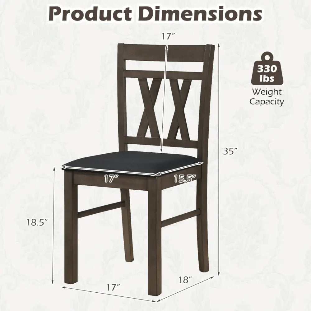 Set of 2 Modern Linen Style Upholstered Kitchen Chairs-Gray - Gray - Dining Chairs