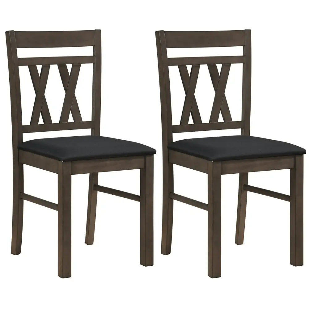 Set of 2 Modern Linen Style Upholstered Kitchen Chairs-Gray - Gray - Dining Chairs