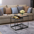 Set of 2 Modern Nesting End Tables with Metal Legs for Living Room-Rustic Brown - Rustic Brown - Coffee Tables