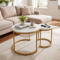 Set of 2 Modern Round Stacking Nesting Coffee Tables-Golden - Golden - Coffee Tables