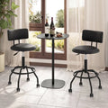 Set of 2 Modern Swivel Height Adjustable Bar Stool with Backrest-Black - Black - Bar Stools