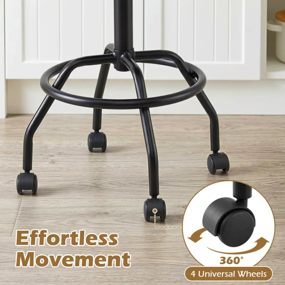 Set of 2 Modern Swivel Height Adjustable Bar Stool with Backrest-Black - Black - Bar Stools