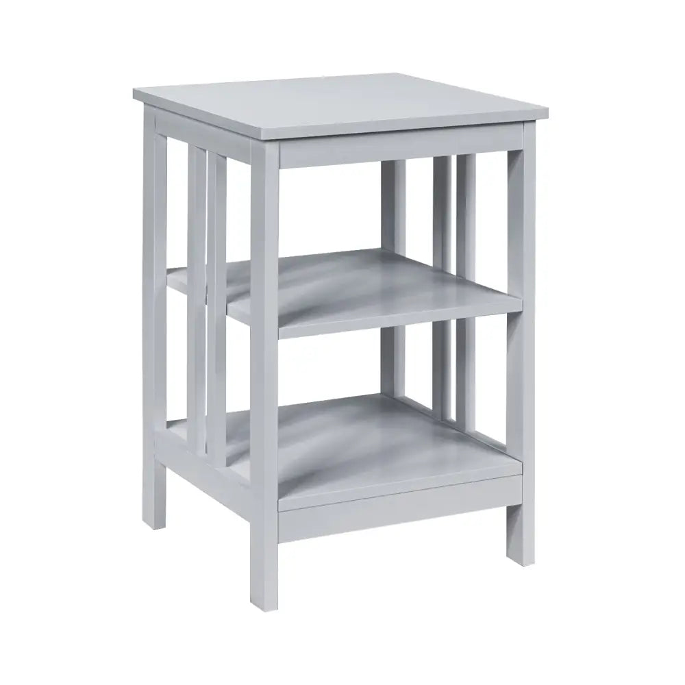 Set of 2 Multifunctional 3-Tier Nightstand Sofa Side Table with Reinforced Bars and Stable Structure-Gray - Gray - End