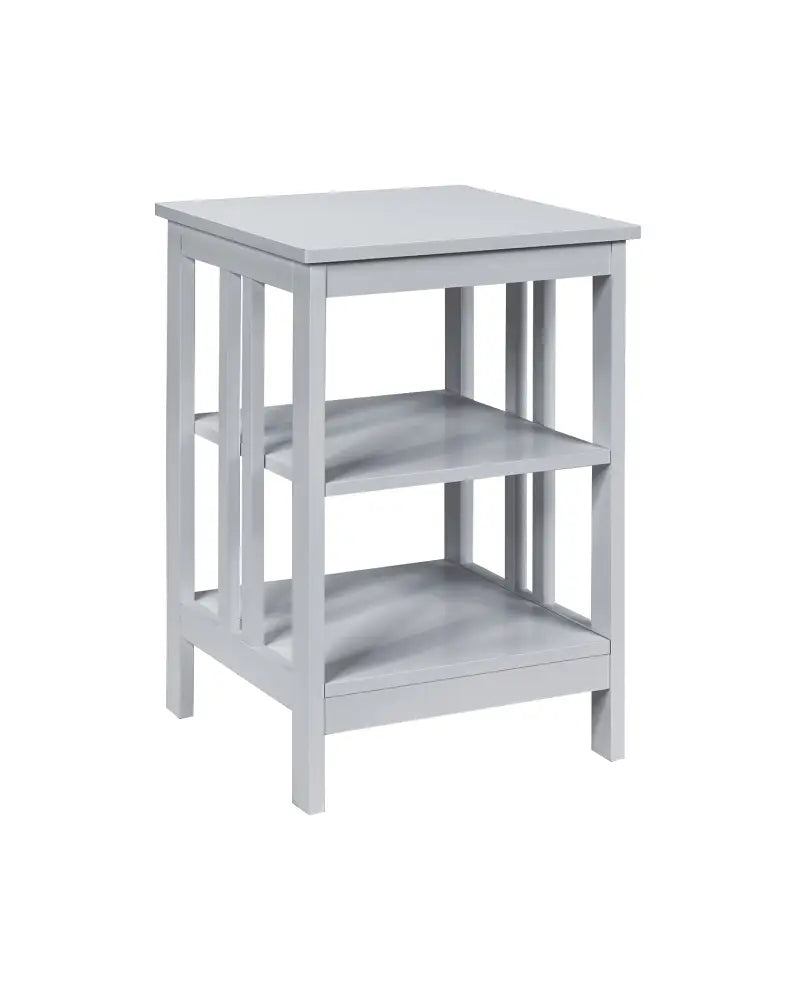 Set of 2 Multifunctional 3-Tier Nightstand Sofa Side Table with Reinforced Bars and Stable Structure-Gray - Gray - End