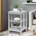 Set of 2 Multifunctional 3-Tier Nightstand Sofa Side Table with Reinforced Bars and Stable Structure-Gray - Gray - End