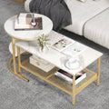 Set of 2 Nesting Coffee Table with Extra Storage Shelf for Living Room-Golden - Golden - Coffee Tables