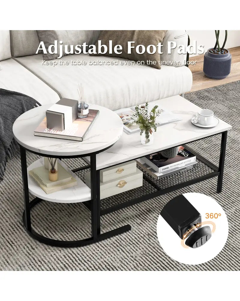 Set of 2 Nesting Coffee Table with Extra Storage Shelf for Living Room-Black - Black - Coffee Tables
