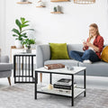 Set of 2 Nesting End Tables with Storage Shelf-White - White - Coffee Tables