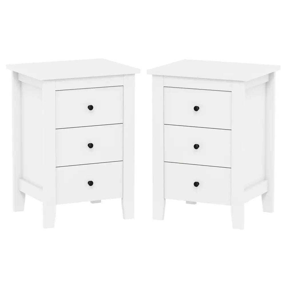 Set of 2 Nightstand End Beside Table Drawers-White Costway