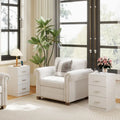 Set of 2 Nightstand with Charging Station End Table with 3 Storage Drawers Bedside Table for Bedroom-White - White