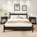 Set of 2 Nightstand with Drawer 3-Tier Modern Bedside Table with Open Shelf and Storage-Black - Black - Nightstands