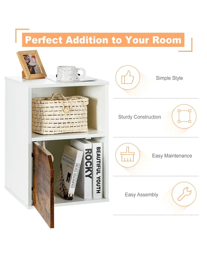 Set of 2 Nightstands Side End Table for Living Room-White - White - Nightstands