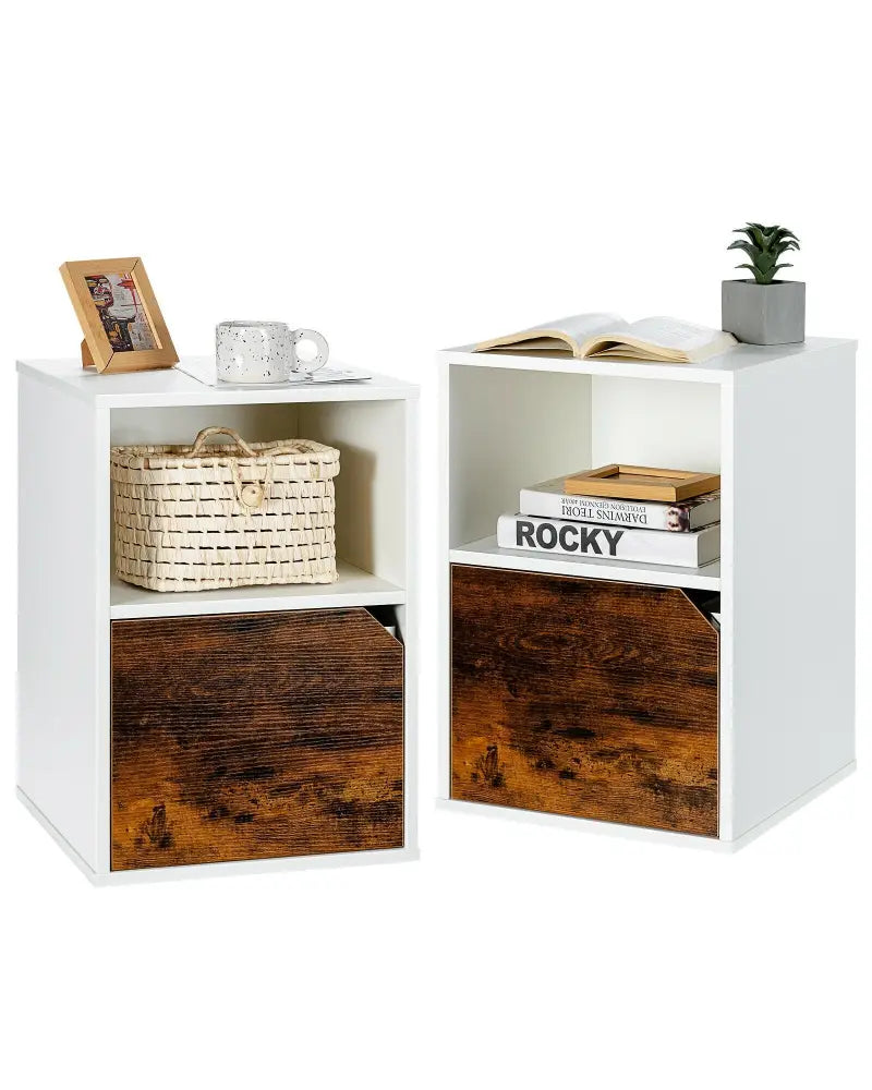 Set of 2 Nightstands Side End Table for Living Room-White - White - Nightstands