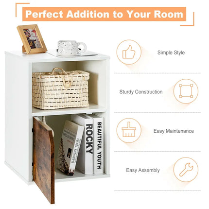 Set of 2 Nightstands Side End Table for Living Room-White - White - Nightstands