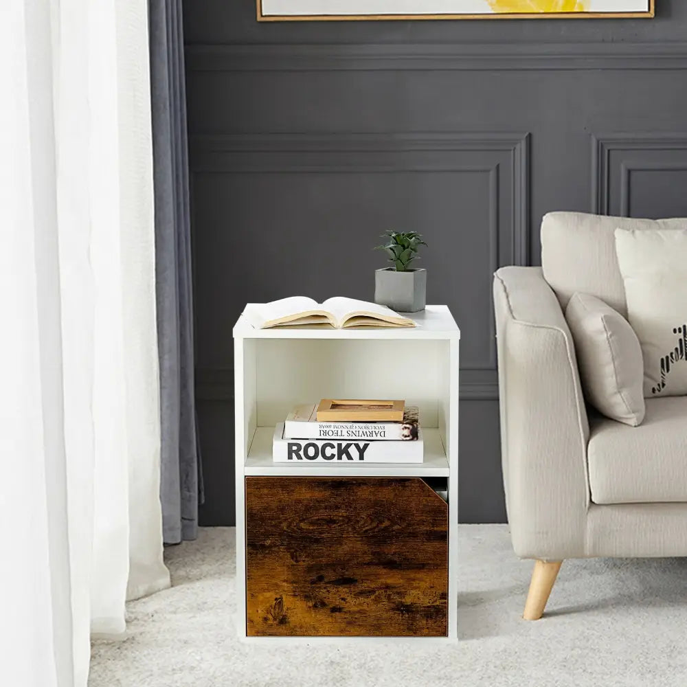 Set of 2 Nightstands Side End Table for Living Room-White - White - Nightstands