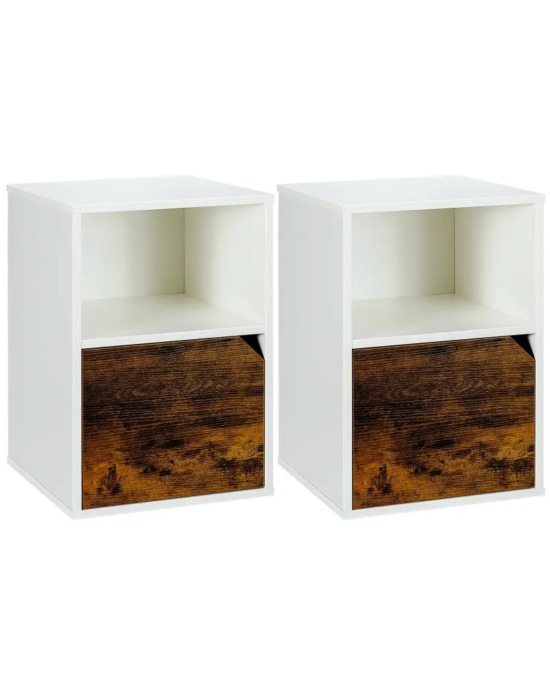 Set of 2 Nightstands Side End Table for Living Room-White - White - Nightstands