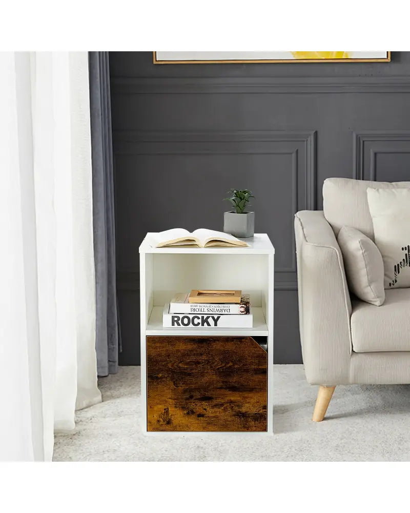 Set of 2 Nightstands Side End Table for Living Room-White - White - Nightstands