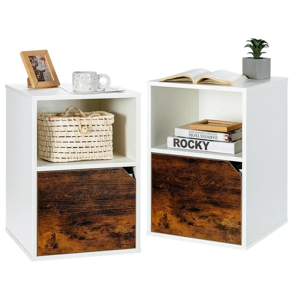 Set of 2 Nightstands Side End Table for Living Room-White - White - Nightstands