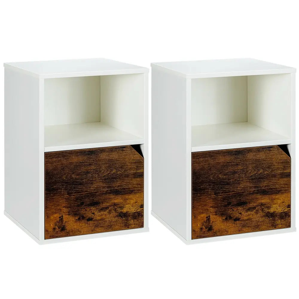 Set of 2 Nightstands Side End Table for Living Room-White - White - Nightstands