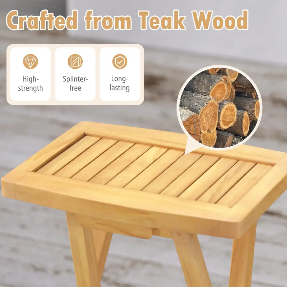 Set of 2 No Assembly Outdoor Bar Stools with Countered Seat - Natural - Patio Bar Furniture